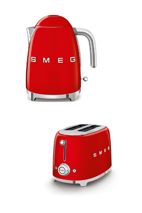 SMEGKırmızı Kettle Ve 2x1 Ekmek Kızartma Makinesi Seti KLF03-TSF01RDEUKırmızı Set