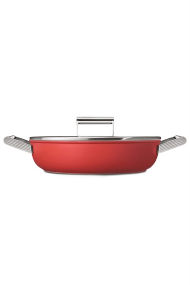 SMEGSMEG Cookware 50'S Style Kırmızı Pilav Tenceresi Cam Kapaklı 28 cmCKFD2811RDM