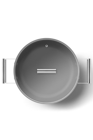 SMEGSMEG Cookware 50'S Style Siyah Pilav Tenceresi Cam Kapaklı 28 cm CKFD2811BLM
